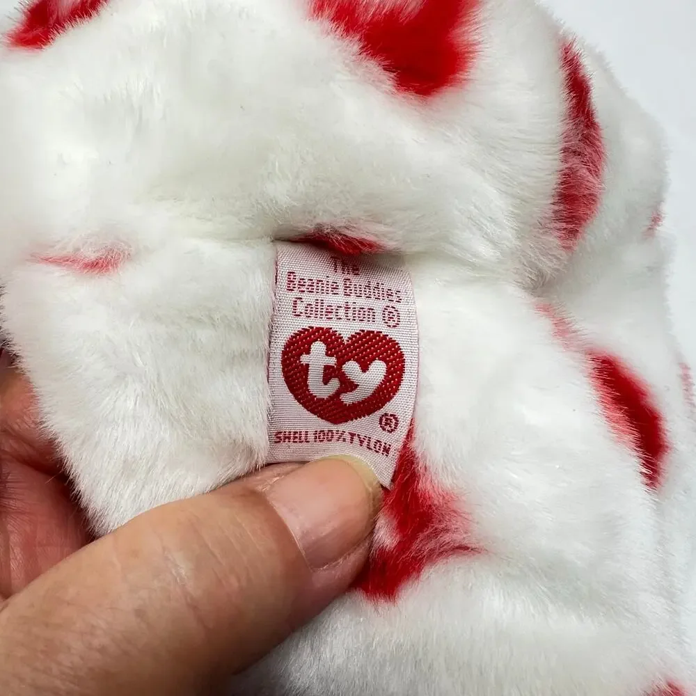Ty Beanie Buddies Collection Smooch Kiss Print Bear 2001 Employee Design 14